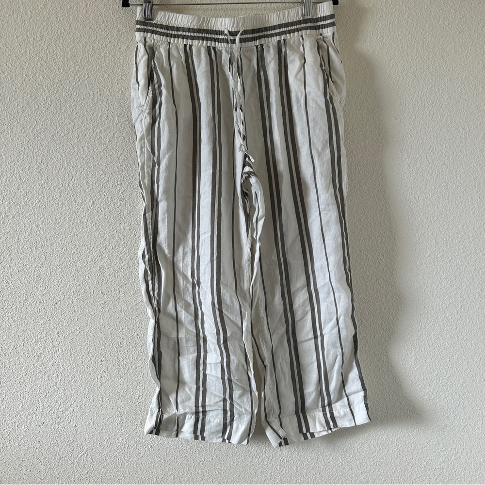 H&M Linen Blend Women’s Straight Leg cropped Pants Sz 8 Beach Vacation Cruise